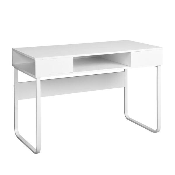 Wire 43 3 In Rectangular White Writing Desk With Storage Shelf Hy Lmkz Writing Desk With Storage Shelf Wire, Best Desk With Storage