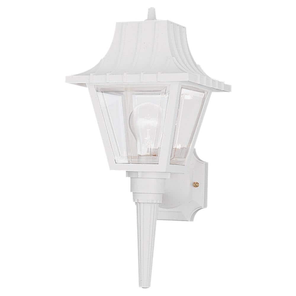 White Polycarbonate Outdoor Wall Lantern with Clear Acrylic Panels
