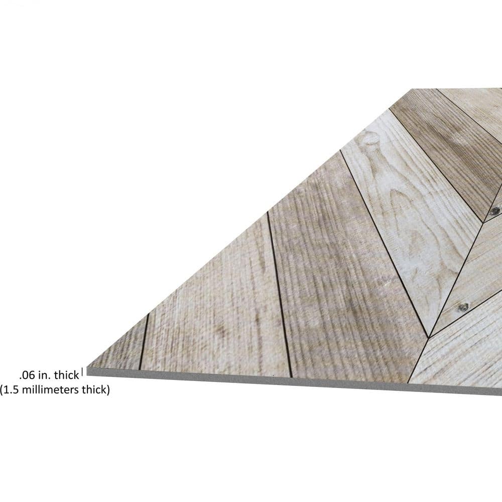 Whitewash Chevron 12" x 12" Self-Adhesive Vinyl Floor Tiles