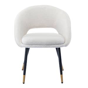 Modern Fur Dining Chairs, Modern Dining Room Chair Accent Chair with Metal Legs for Living Room,White
