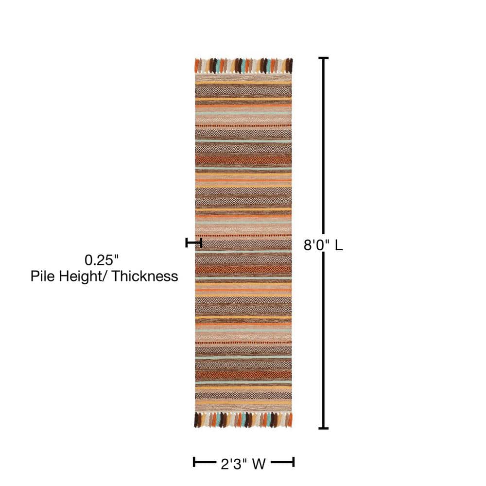 Coastal Charm Brown/Multi Stripe Cotton 2'3" x 8' Runner Rug