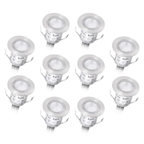 500 Lumen R-G-B-W Integrated LED Hardwired Stair Light RGBW Recessed LED Deck Light Kits with Remote 12V IP67 (10-Pack)
