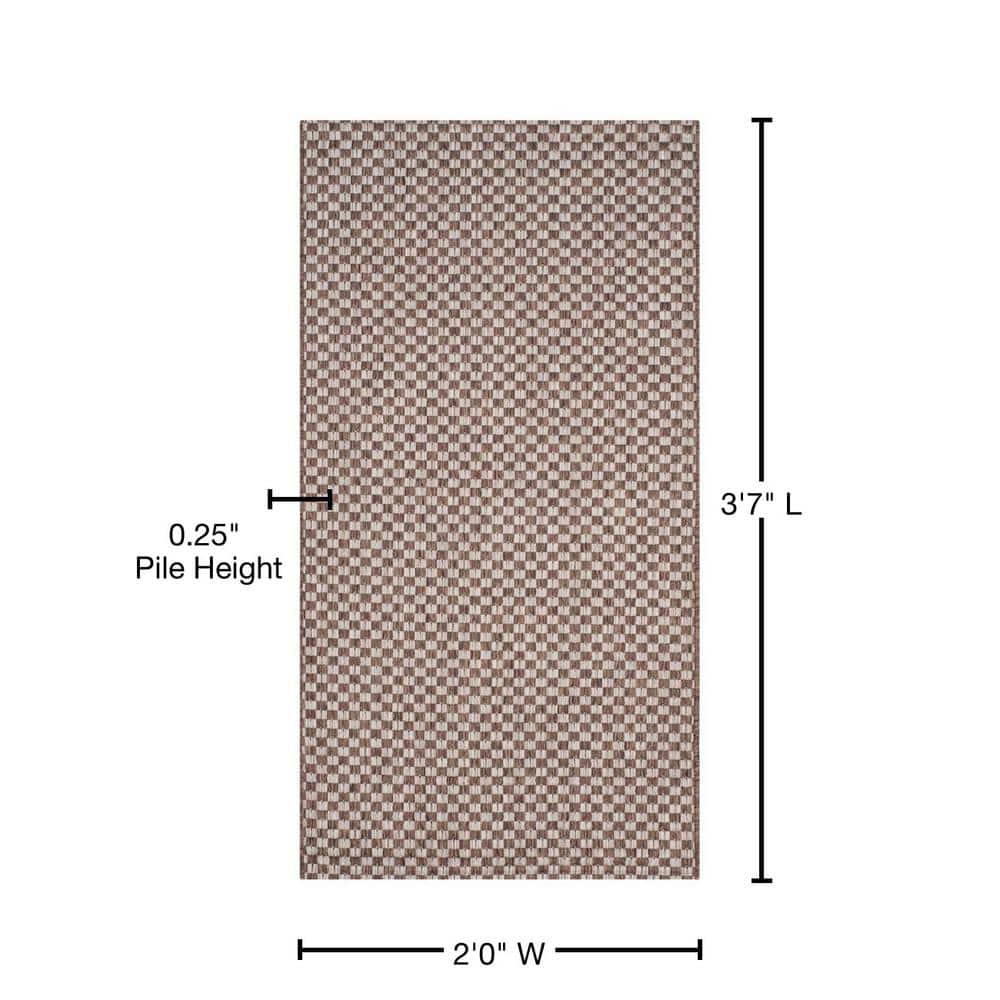 Light Brown and Grey Flat Woven Reversible Synthetic Rug, 2' x 3'7"