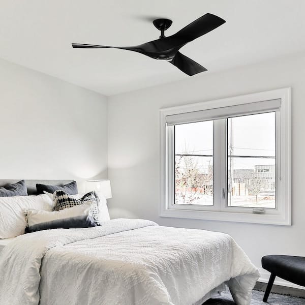 52 in. Indoor Black Ceiling Fan with Light, Remote, and DC Motor Included, 6-speeds for Bedroom or Living Room