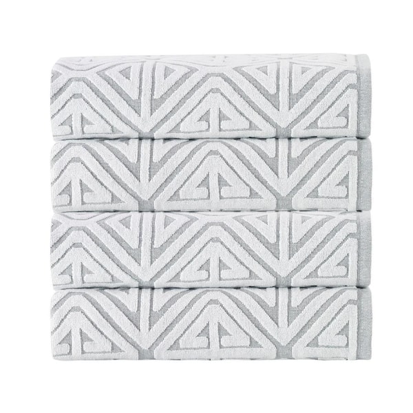 Unbranded Glamour 4-Pieces Silver Turkish Cotton Bath Towels