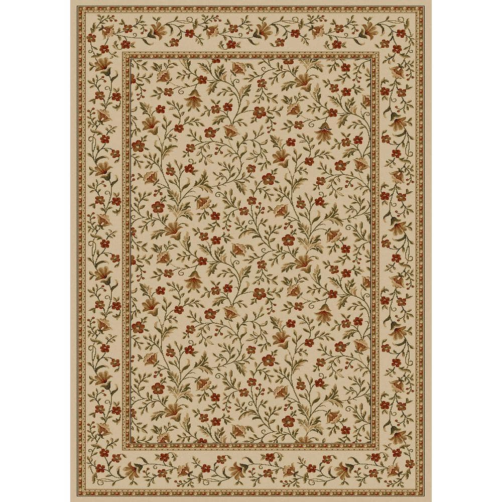 Como Ivory 3 ft. x 5 ft. Traditional Floral Area Rug