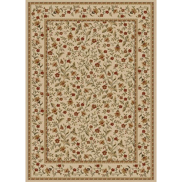 Unbranded Como Ivory 5 ft. x 7 ft. Traditional Floral Area Rug