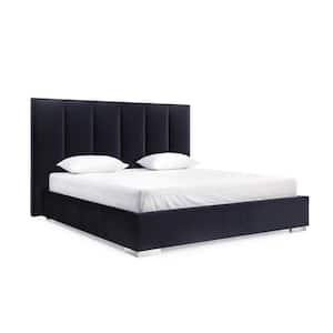 Black Composite Frame Queen Panel Bed with Tufted; Upholstered