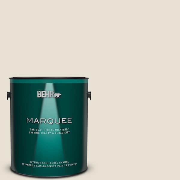 BEHR MARQUEE 1 gal. #MQ3-13 Crisp Linen One-Coat Hide Semi-Gloss Enamel Interior Paint & Primer