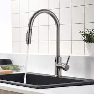 Queen Single-Handle Touchless Pull Down Sprayer Kitchen Faucet with Sensor in Brushed Nickel
