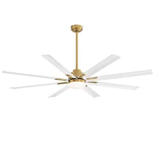 Windmill 6 ft. Indoor Gold Ceiling Fan with Light, Integrated LED 8-White Aluminum Blades and Remote Control