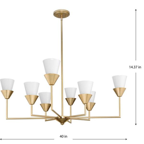 Progress Lighting Pinellas 40 in. Contemporary Soft Gold Chandelier with Opal Glass Shades