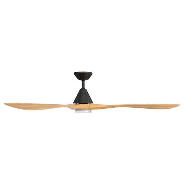 Carve 72 in. Smart Indoor/Outdoor Matte Black/Honey Oak Downrod Mount Standard Ceiling Fan 4CCT Integrated LED