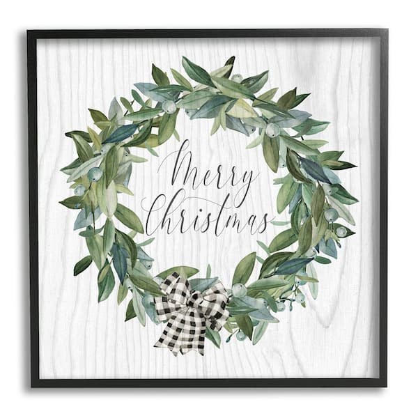 Stupell Industries Tartan Bow Wreath by Carol Robinson 1-Piece Framed Graphic Print Typography Poster Art Print 17 in. x 17 in.