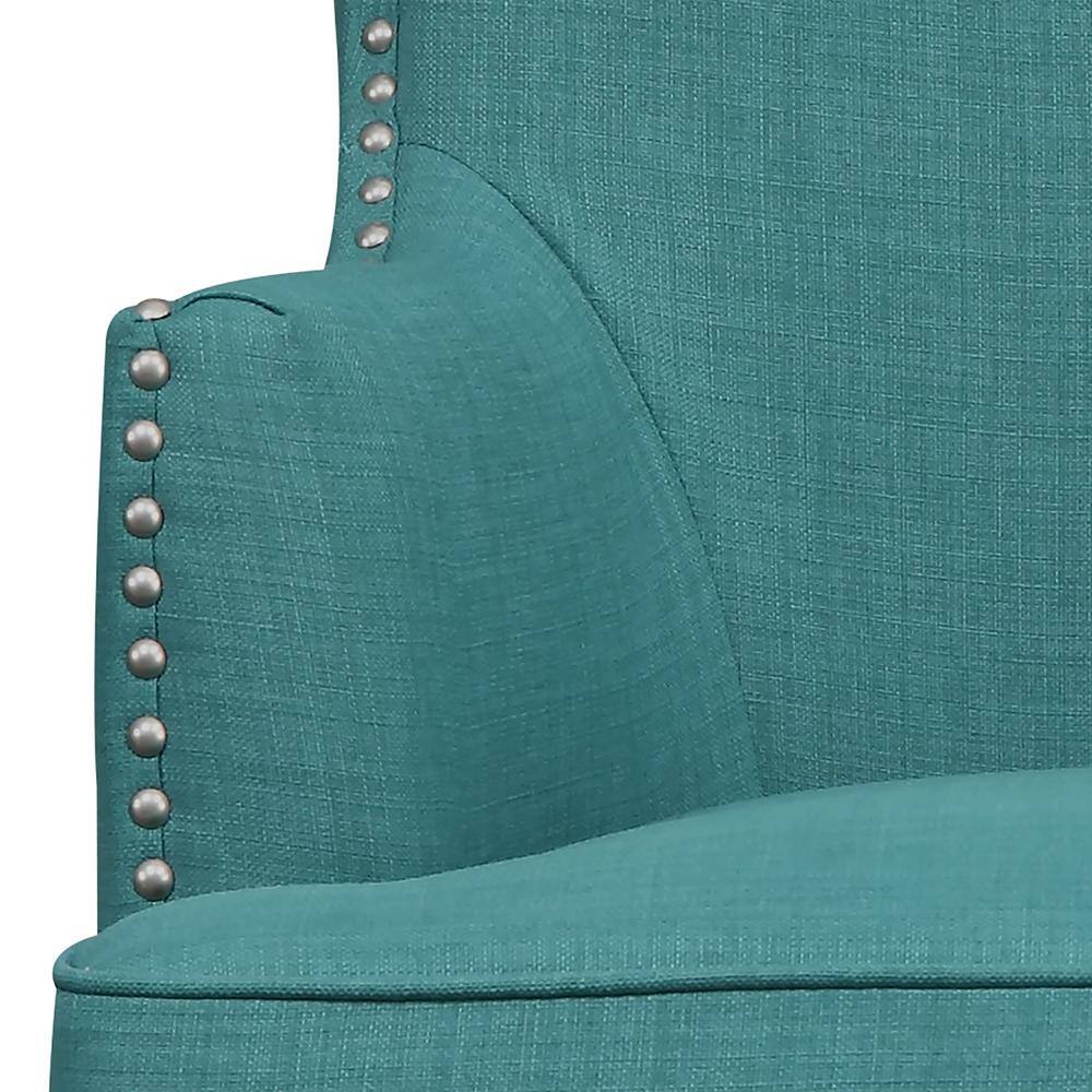 Heirloom Teal High-Back Accent Chair with Studded Trim