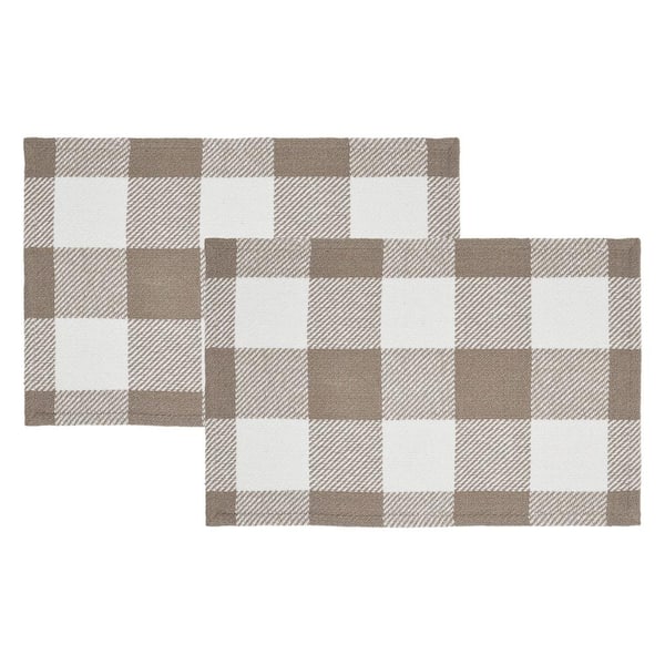 VHC BRANDS Annie 19 in. W x 13 in. H Brown Cotton Checkered Placemat (Set of 2)