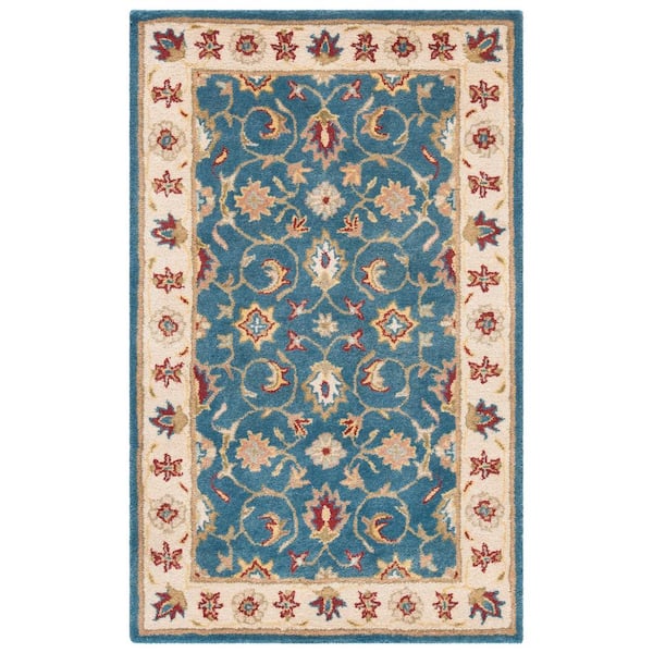 SAFAVIEH Antiquity Blue/Beige Doormat 2 ft. x 3 ft. Border Antique Area Rug