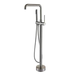 Single-Handle Claw Foot Freestanding Tub Faucet with Hand Shower in. Brushed Nickel