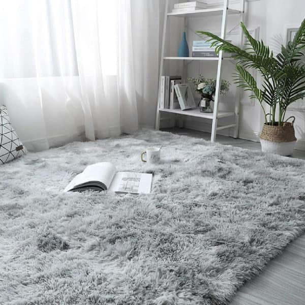 Super Area Rugs Contemporary Modern Plush Shag Solid Area Rug in Charcoal Gray 