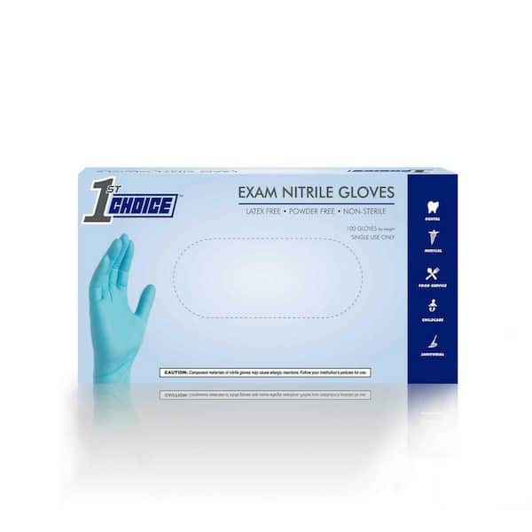 1st Choice Blue Nitrile Medical Exam Powder Free, 3 Mil