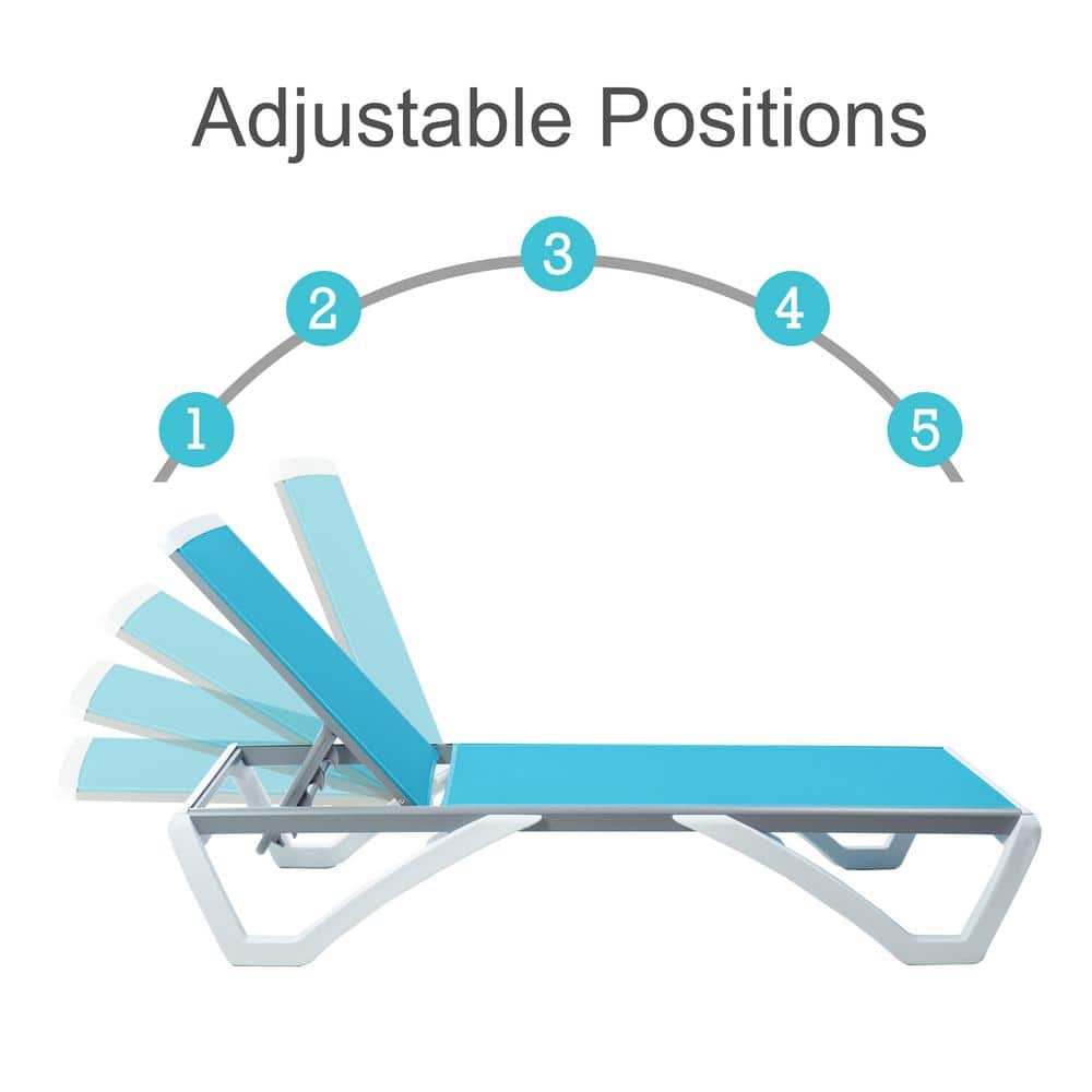 Aqua Textilence Adjustable Outdoor Chaise Lounge with Resin Legs