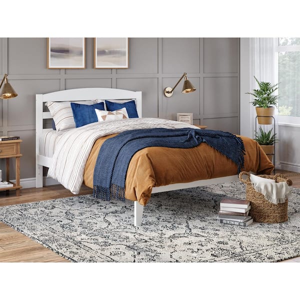 AFI Warren 53-1/2 in. W White Full Solid Wood Frame with Attachable USB Device Charger Platform Bed