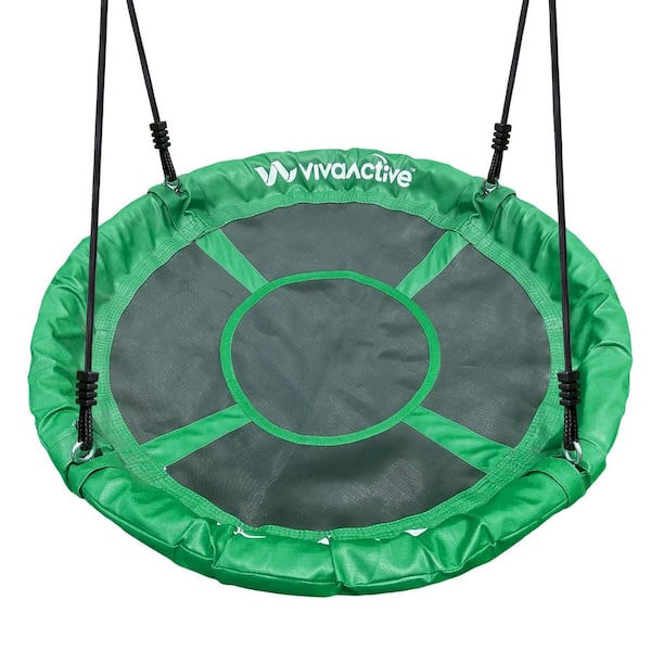 Green Platform Tree Swing with Adjustable Rope