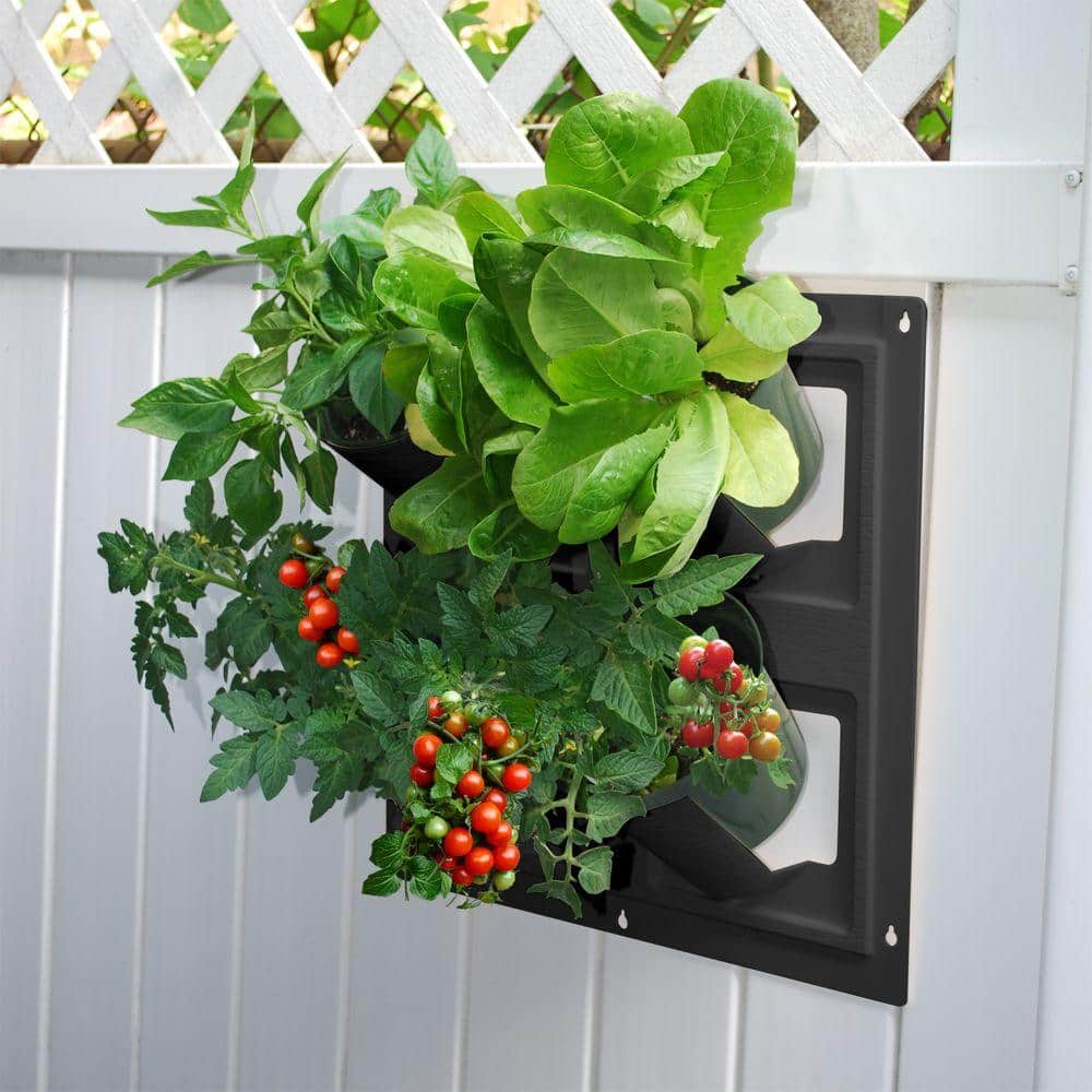 Large Black Polyethylene Wall Planter with Drainage Holes