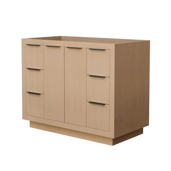 Wyndham Collection Maroni 41.25 in. W x 21.75 in. D x 33 in. H Bath Vanity Cabinet without Top in Light Straw with Matte Black Trim