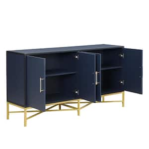 62.2 in. W x 17.3 in. D x 33.9 in. H Bathroom Navy Blue Linen Cabinet