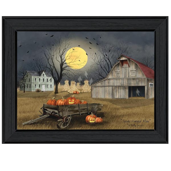 HomeRoots Charlie Spooky Harvest Moon 1-Piece Framed Wall Art 15 in. x ...