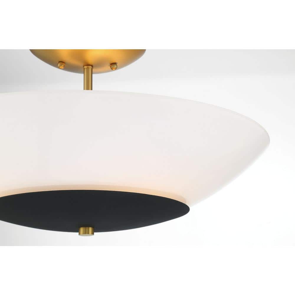 Sand Coal and Soft Brass 19" Glass Bowl Ceiling Fixture