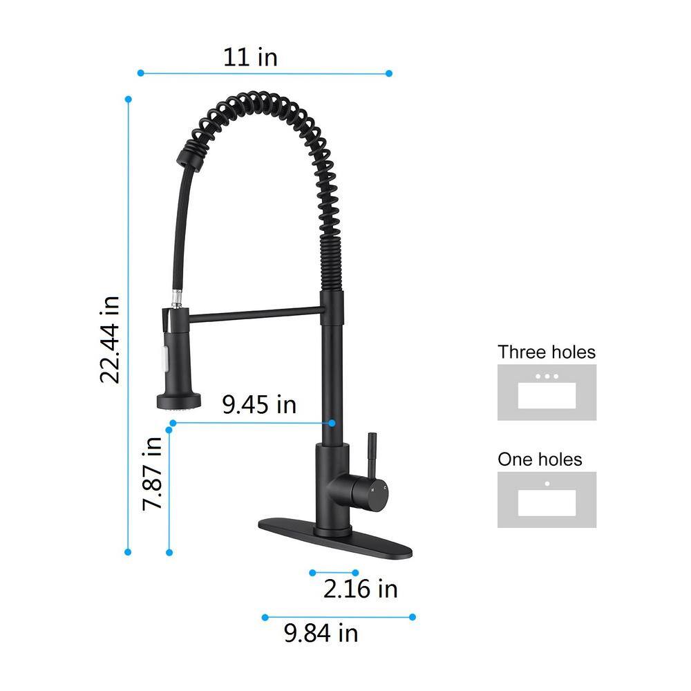 Matte Black Stainless Steel Single Handle Pull Out Kitchen Faucet