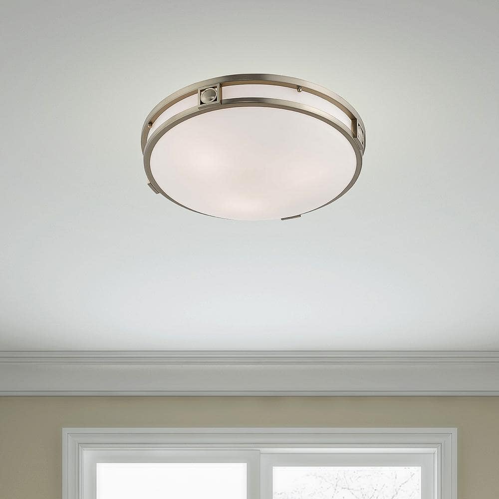 Titania Brushed Nickel 3-Light Flush Mount with Satin White Glass
