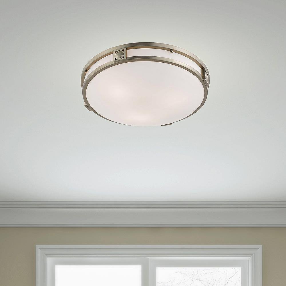 Titania Brushed Nickel 3-Light Flush Mount with Satin White Glass