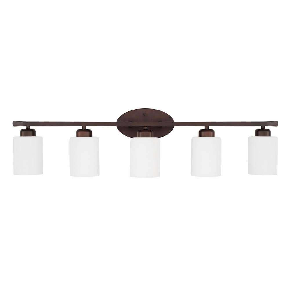 37 in. W x 9 in. H x 8 in. E 5-Light Soft White Glass Vanity in Bronze price history on PriceWatchPro