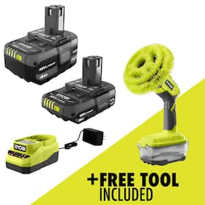 ONE+ 18V Lithium-Ion Kit with 2.0 Ah and 4.0 Ah Batteries, Charger, and Free ONE+ 18V Cordless Power Scrubber