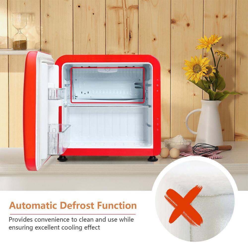 1.6 Cubic Feet Red Compact Mini Refrigerator with Reversible Door