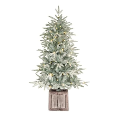 4.5 ft Pre-Lit Potted Artificial Christmas Tree with 100 Warm White Lights