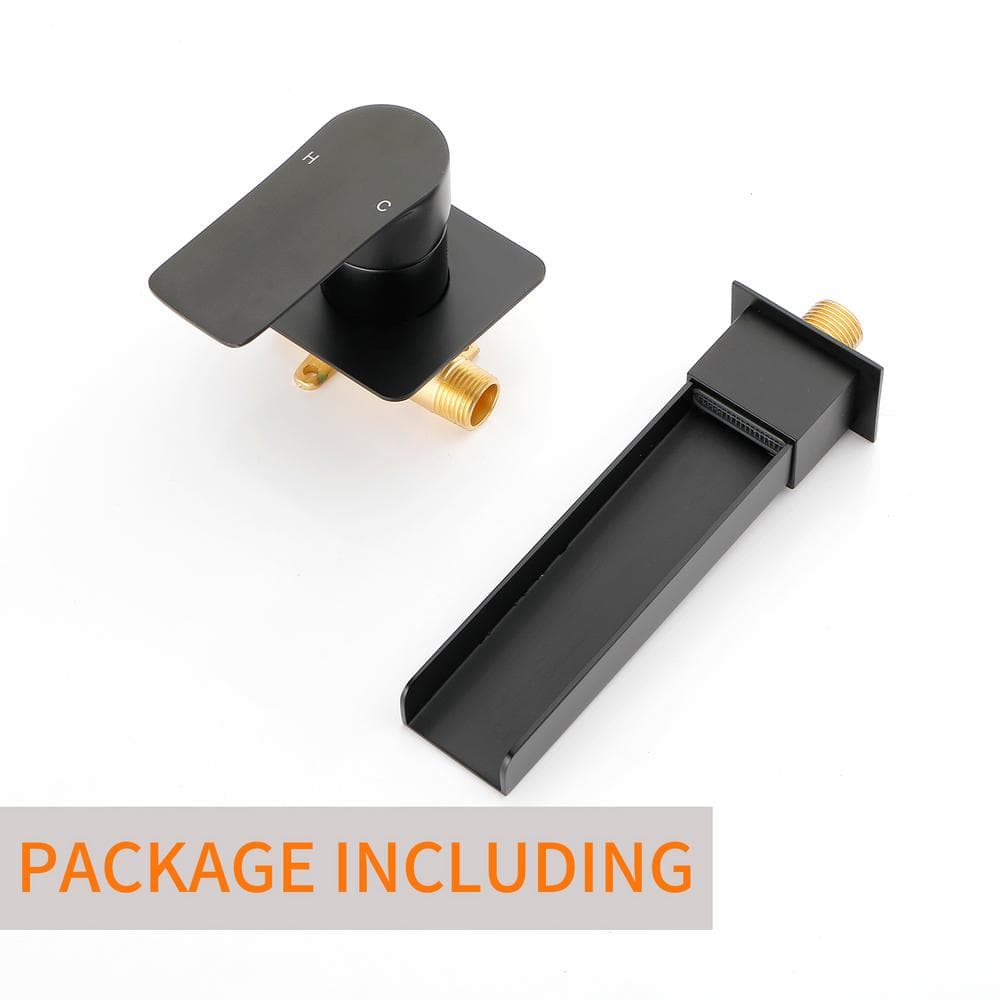 Matte Black Wall Mount Waterfall Tub Filler Faucet