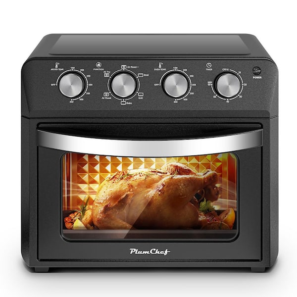 27.5 qt. Black 5‑in‑1 Countertop Air Fryer Toaster Oven with Convection Broil, Interior Lights and 4‑Accessories