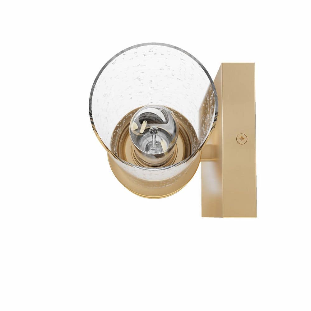 Lenlock 22" Gold Vanity Light with Clear Seeded Glass Shades
