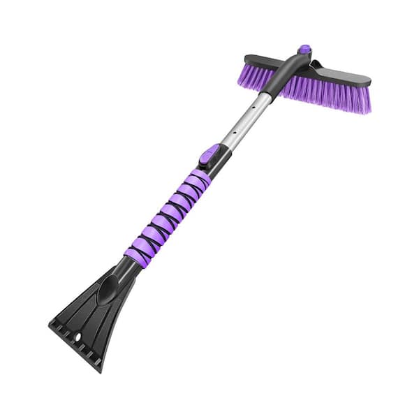 Car Fit Extendable Snow Brush Ice Scraper 12.6 in. Large Head Soft Bristles for SUV Truck Windshield