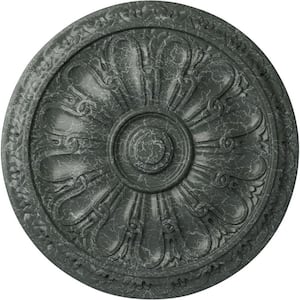 15-3/4" x 5/8" Kirke Urethane Ceiling Medallion (Fits Canopies upto 3-3/4"), Athenian Green Crackle