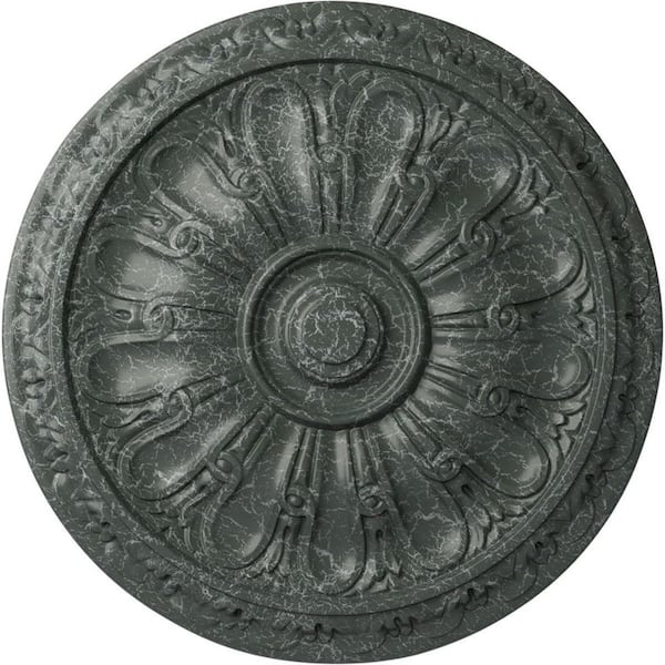 Ekena Millwork 15-3/4" x 5/8" Kirke Urethane Ceiling Medallion (Fits Canopies upto 3-3/4"), Athenian Green Crackle