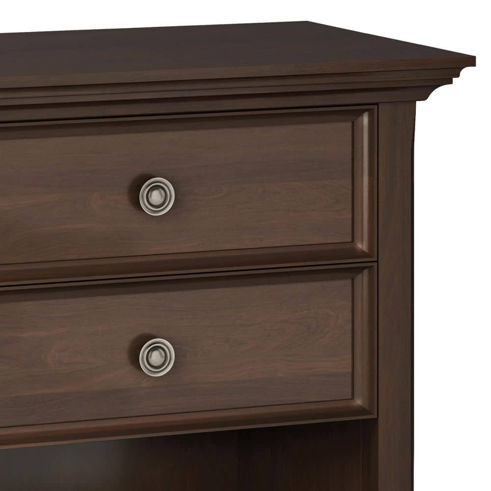 Natural Aged Brown Solid Wood 2-Drawer Bedside Table