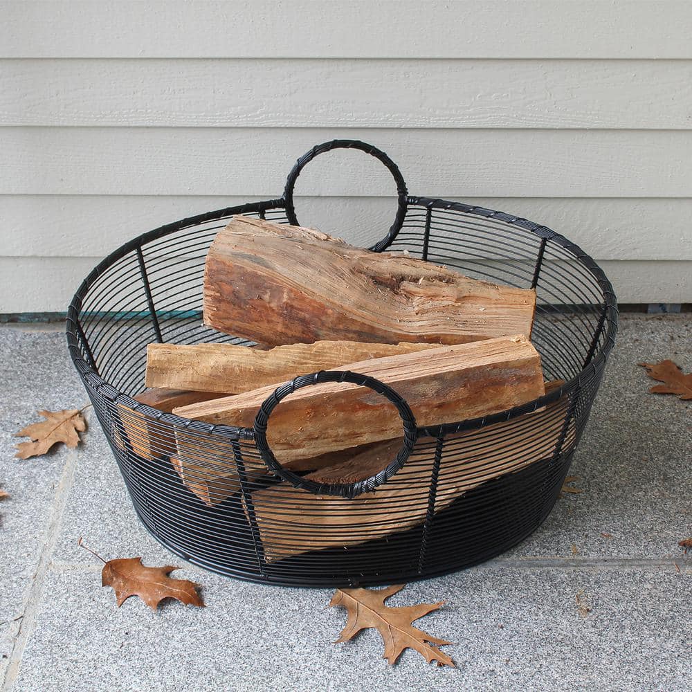 25" Airy Hand-Woven Steel Harvest Basket with Powder-Coat Finish