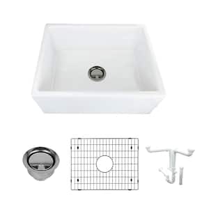 Porter All-in-One Farmhouse/Apron-Front Fireclay 24 in. Single Bowl Kitchen Sink in White