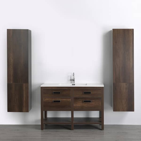 Streamline 47.2 in. W x 32.3 in. H Bath Vanity in Brown with Resin Vanity Top in White with White Basin