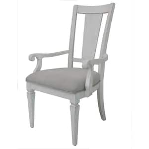 Light Gray Linen and Weathered White Finish Light Gray Linen and Weathered White Finish Fabric Armchair set off 1